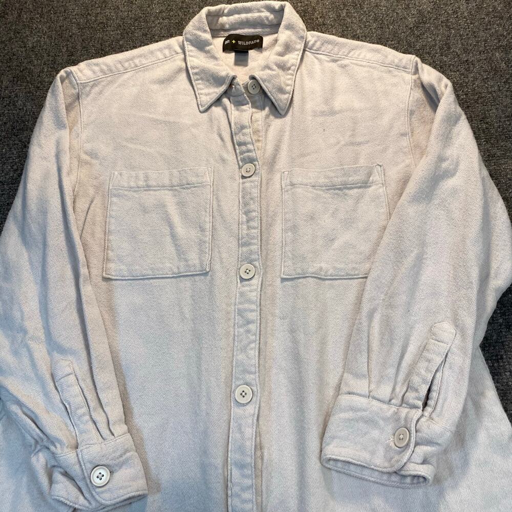 BP. X Wildfang Womens Medium Ivory Cotton Long Sleeve Shirt Dress Maxi - Picture 2 of 9